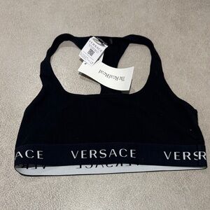 Versace Black Sports Bra with Logo Band